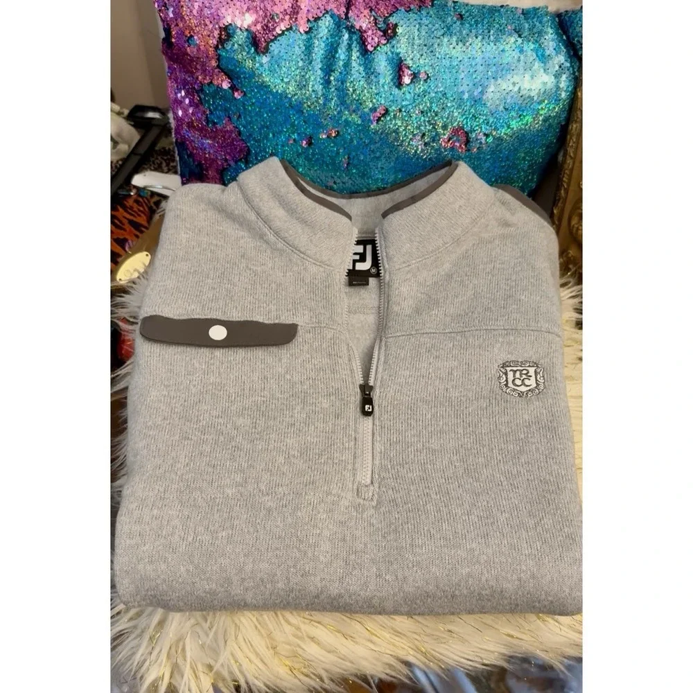 FootJoy FJ 1/4 Zip Fleece Golf Vest Men's Size Medium Gray Pullover Snap Pocket